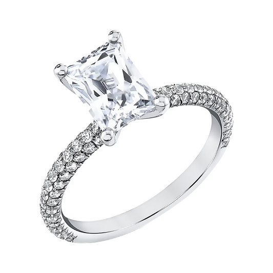 Radiant Cut with Pavé Diamonds Rings