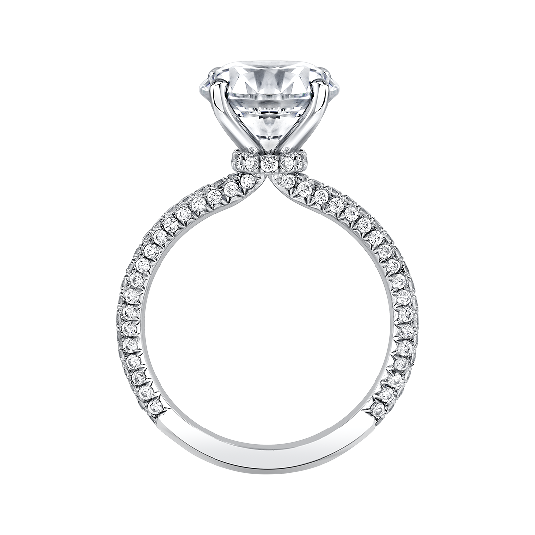 Round Diamond with Pavé and Hidden Halo Collar Ring