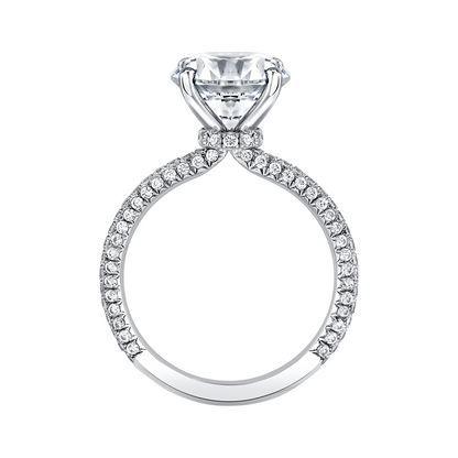 Round Diamond with Pavé and Hidden Halo Collar Ring