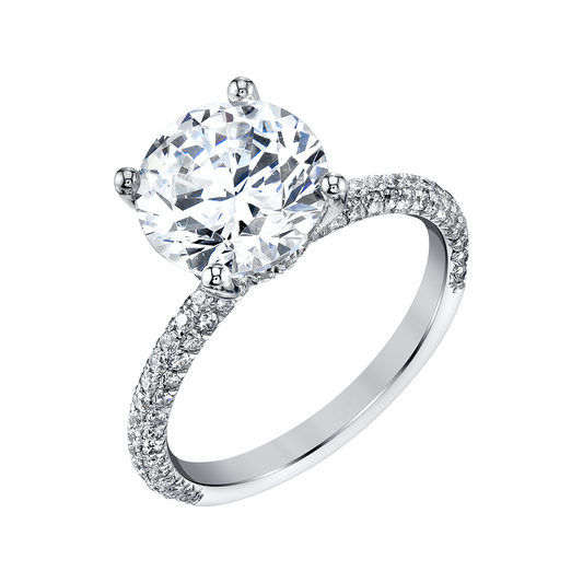 Round Diamond with Pavé and Hidden Halo Collar Ring