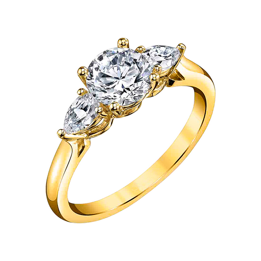 Round Diamond with Pear-Shape Side Stones