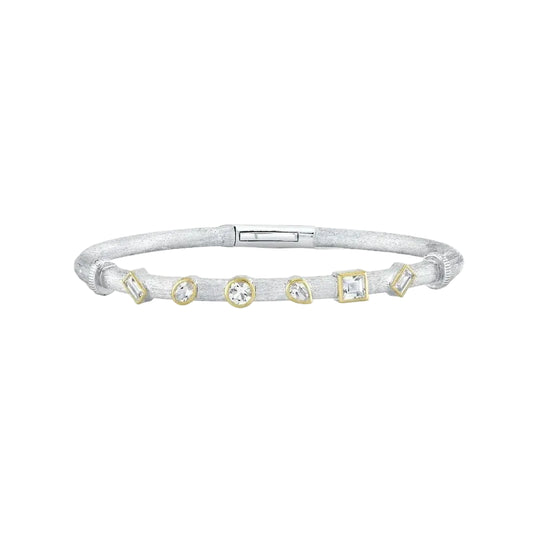 Mixed Shape White Topaz Bangle Bracelet