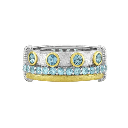 Swiss Blue Topaz Multi-Row Ring