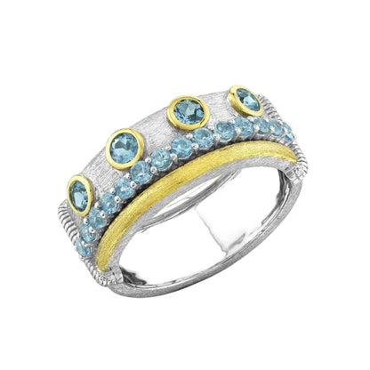 Swiss Blue Topaz Multi-Row Ring
