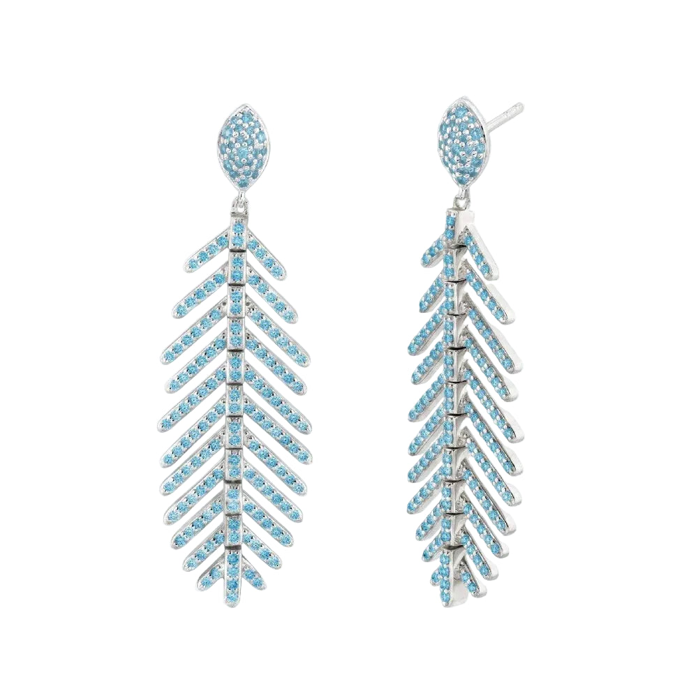Swiss Blue Topaz Feather Earrings