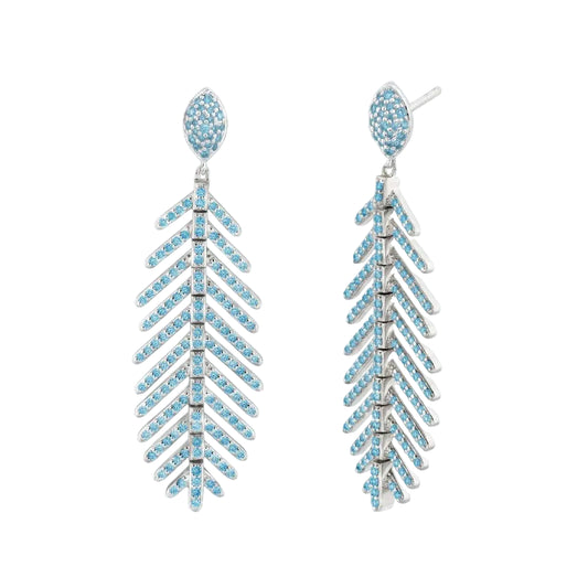 Swiss Blue Topaz Feather Earrings