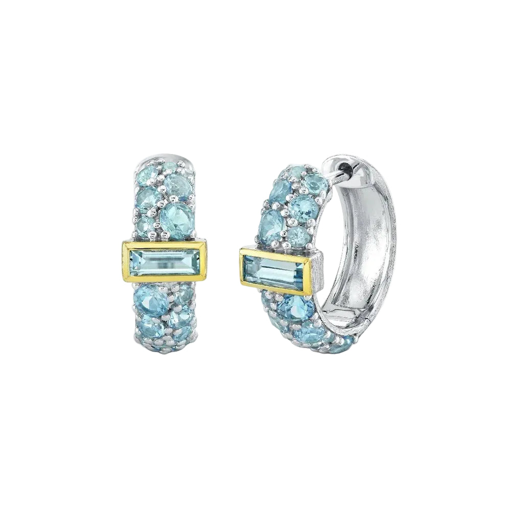 Swiss Blue Topaz Hoop Earrings