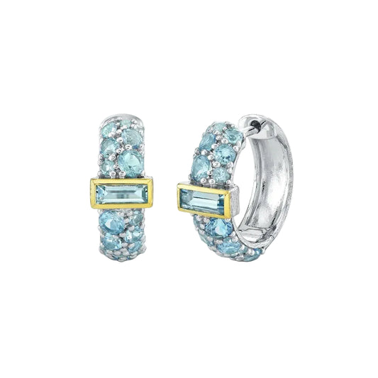 Swiss Blue Topaz Hoop Earrings