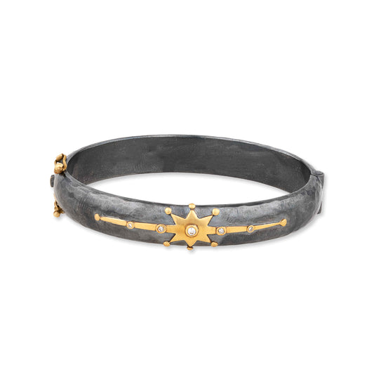 Starburst Hinged Bangle Bracelet