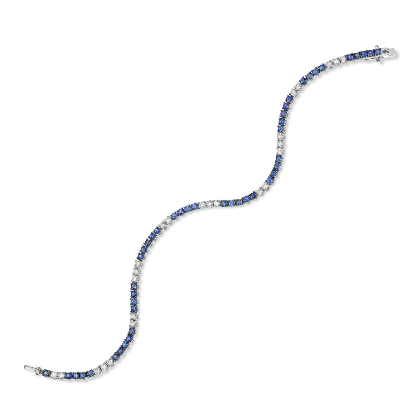 Blue Sapphire & Diamond Tennis Bracelet