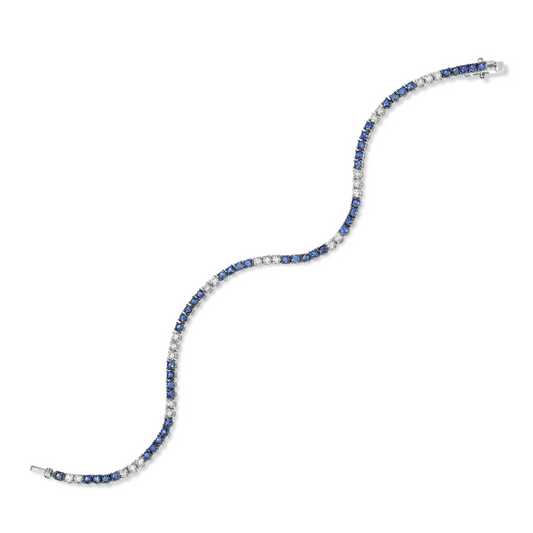 Blue Sapphire & Diamond Tennis Bracelet