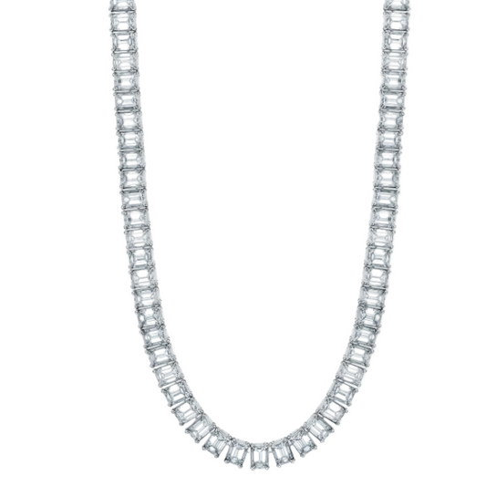 Emerald Cut Diamond Tennis Necklace