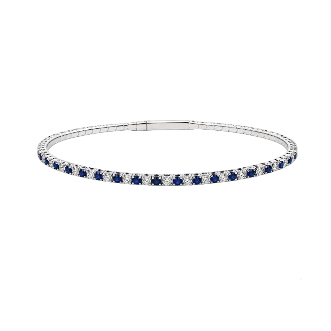 Blue Sapphire & Diamond Pickleball Bracelet