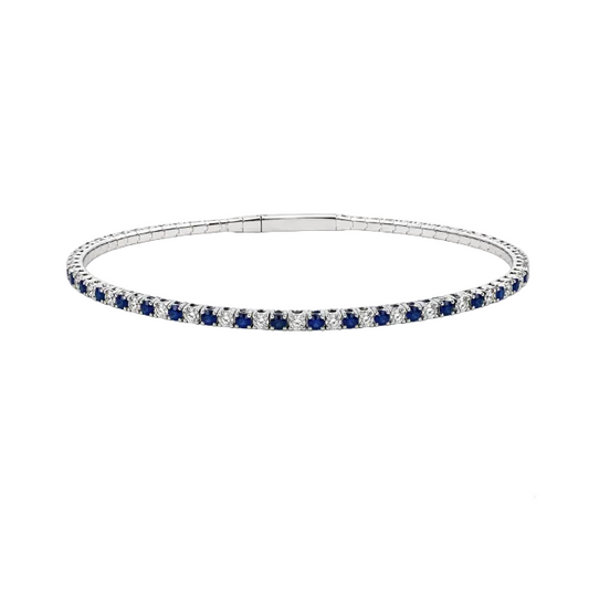 Blue Sapphire & Diamond Pickleball Bracelet