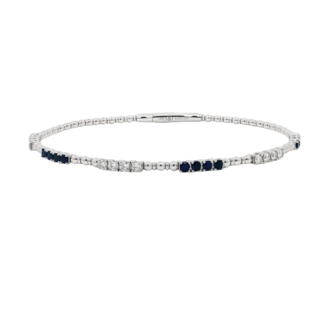 Blue Sapphire & Diamond Pickleball Bracelet