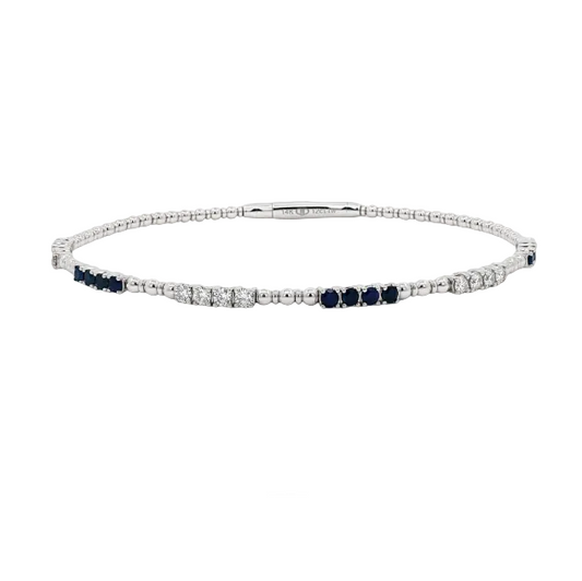 Blue Sapphire & Diamond Pickleball Bracelet