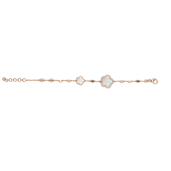 Mother-Of-Pearl & Diamond Flower Bracelet