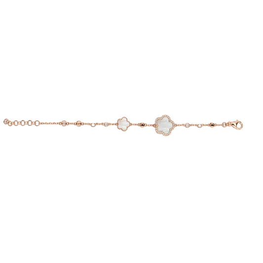Mother-Of-Pearl & Diamond Flower Bracelet