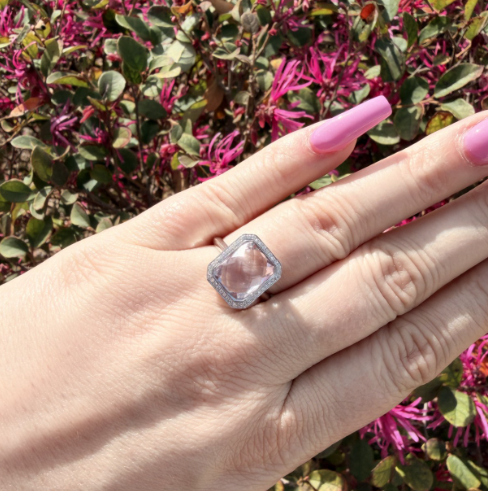 Pink Amethyst & Diamond Ring