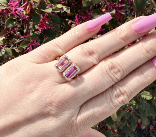Pink Tourmaline & Diamond Ring