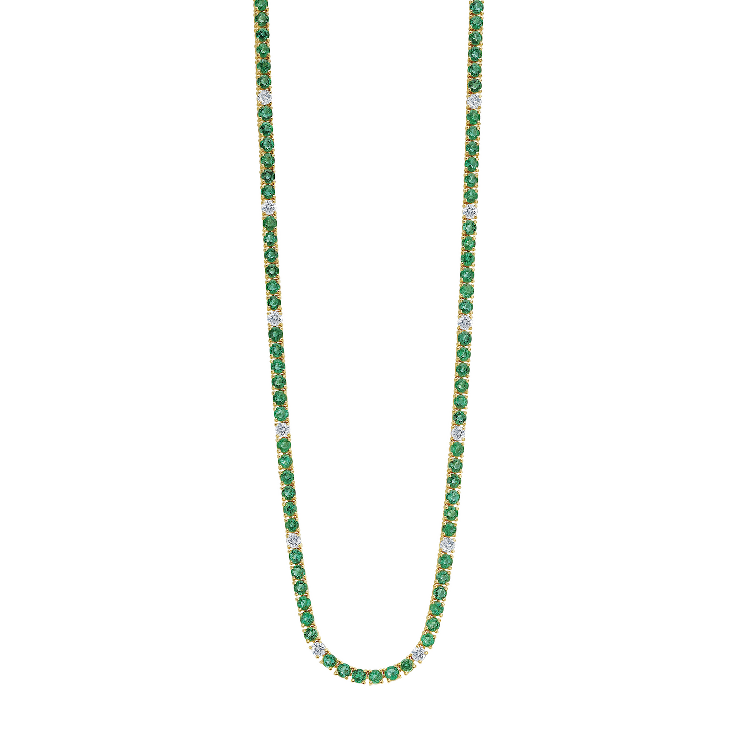 Emerald & Diamond Tennis Necklace