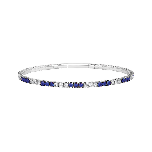 14k white gold blue sapphire & diamond pickleball bracelet $3,200