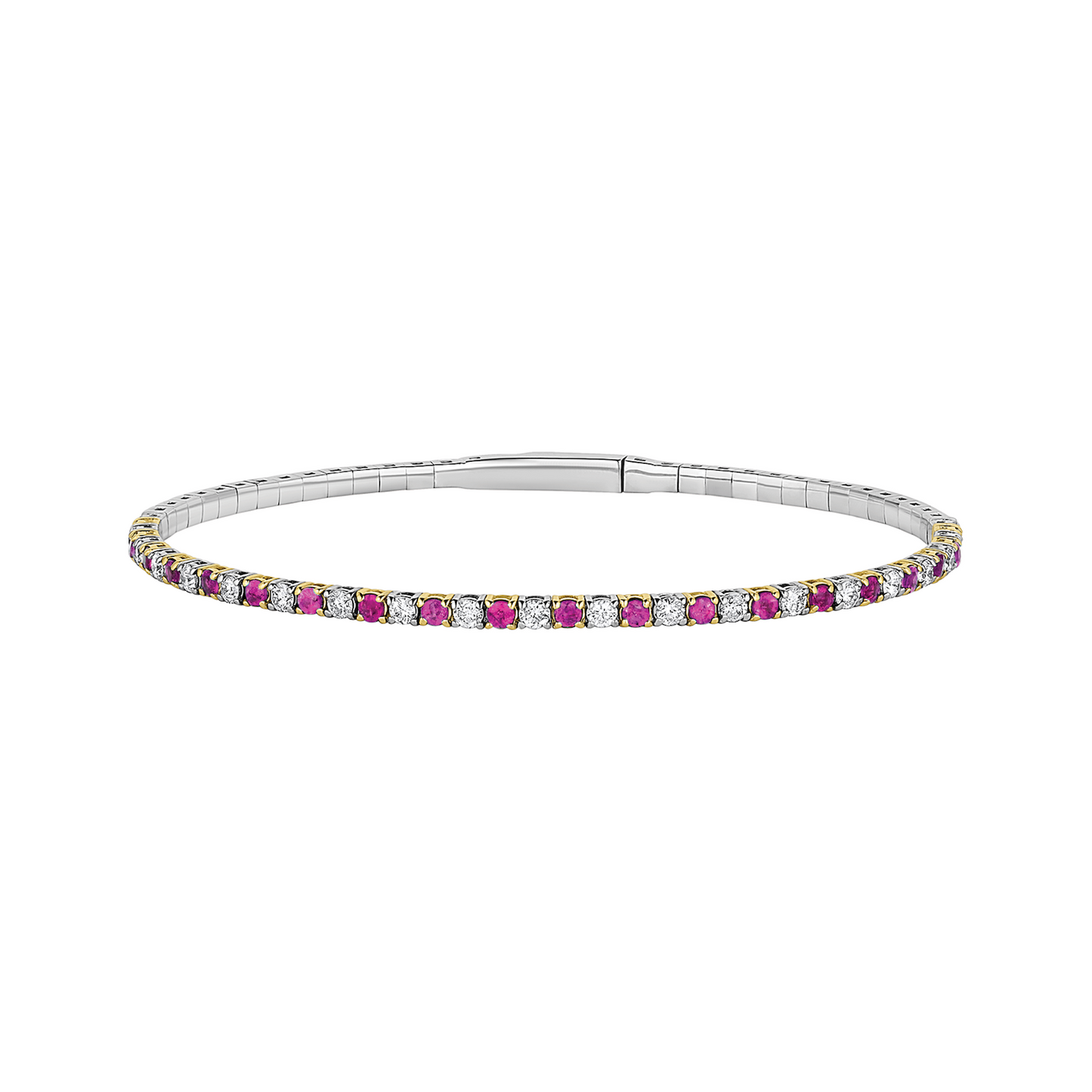 14k white gold pink sapphire & diamond pickleball bracelet