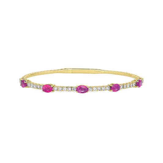 14k yellow gold pink sapphire & diamond pickleball bracelet