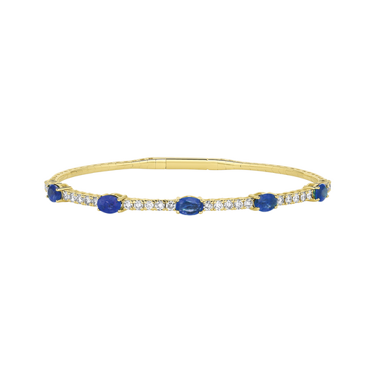 14k yellow gold blue sapphire & diamond pickleball bracelet