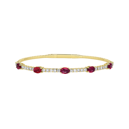 14k yellow gold ruby & diamond pickleball bracelet