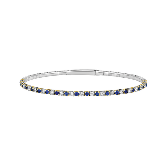 14k white gold blue sapphire & diamond pickleball bracelet