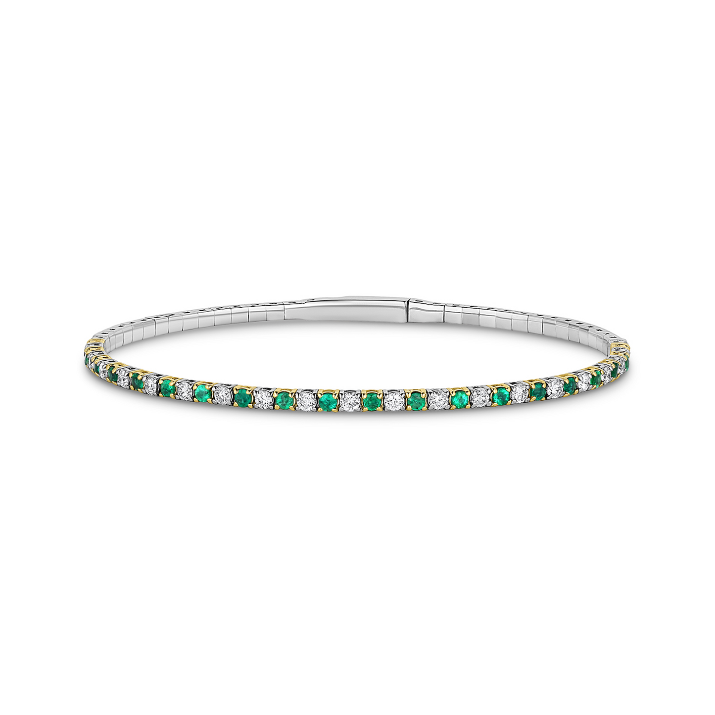 14k white gold emerald & diamond pickleball bracelet