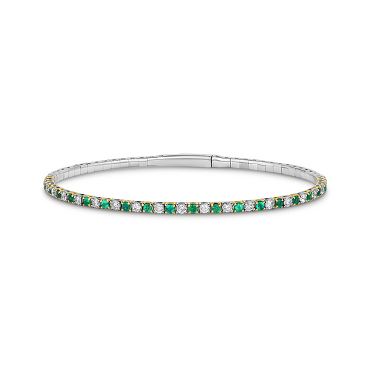 14k white gold emerald & diamond pickleball bracelet