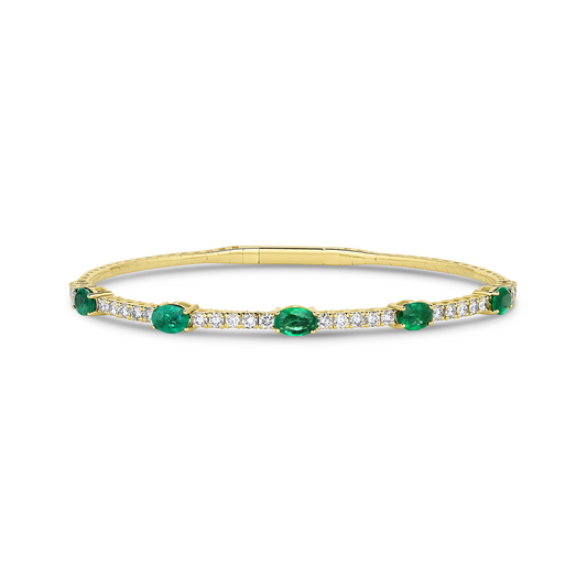 14k yellow gold emerald & diamond pickleball bracelet