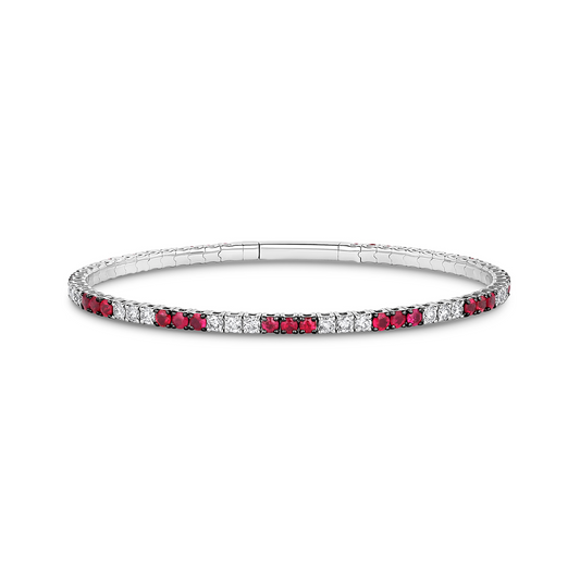 14k white gold ruby & diamond pickleball bracelet