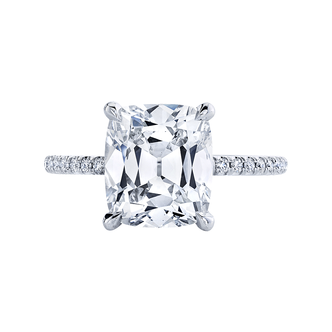 Slightly Elongated Cushion Diamond Ring