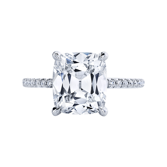 Slightly Elongated Cushion Diamond Ring