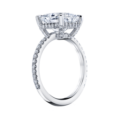 Slightly Elongated Cushion Diamond Ring