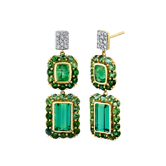 Sloane Street green tourmaline and tsavorite earrings