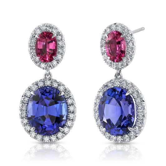 Pink Sapphire & Tanzanite Earring