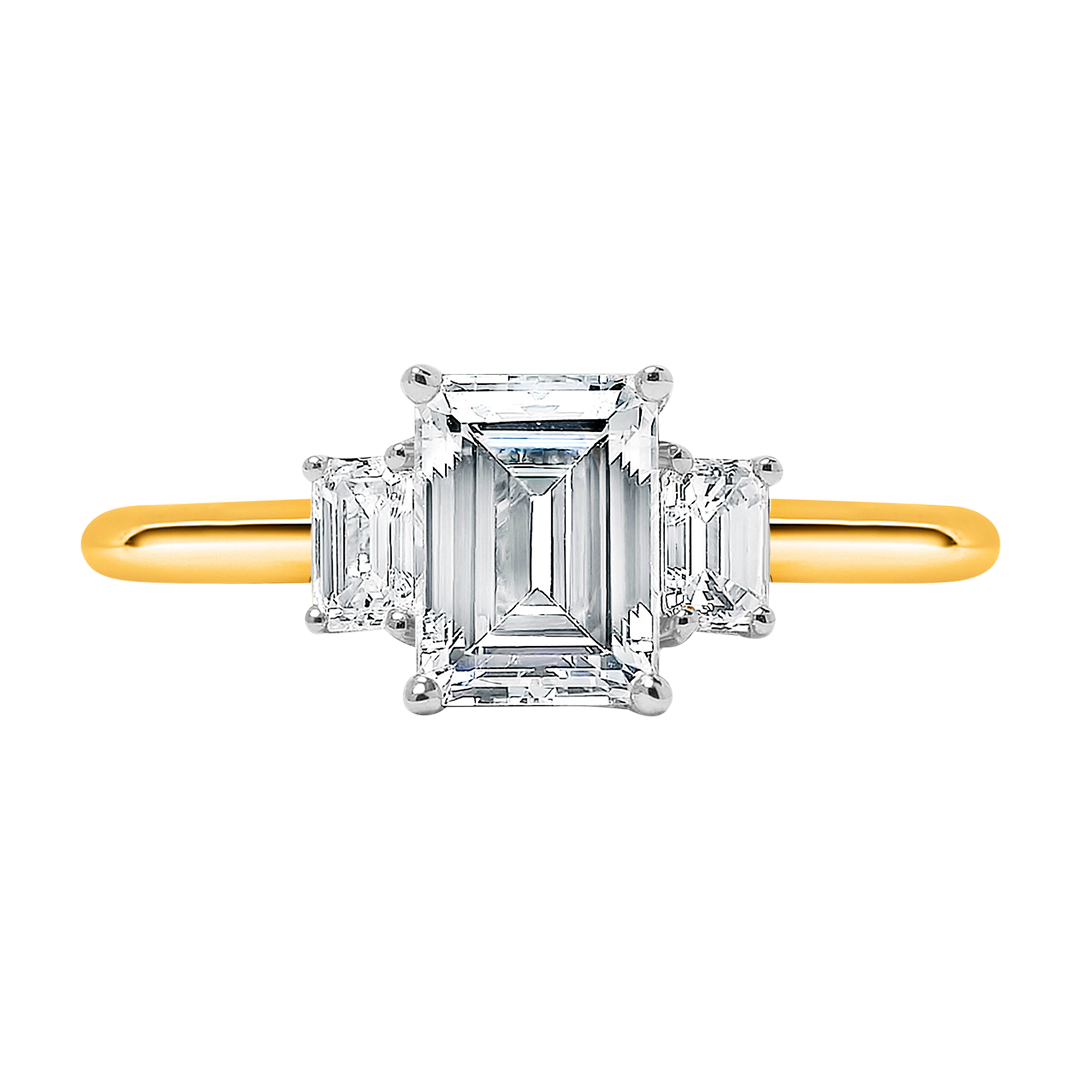 Three Emerald Cut Diamonds
