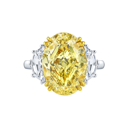 Oval Fancy Yellow Diamond with Cadillac Side Stones