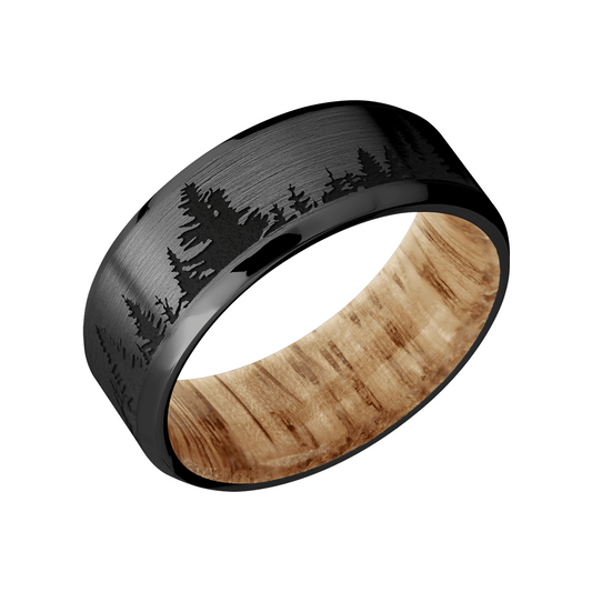 Zirconium Featuring a Natural Oak Sleeve Band
