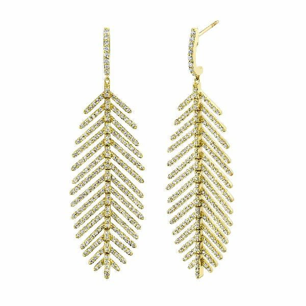Diamond Feather Earrings