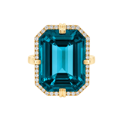 Emerald Cut London Blue Topaz Ring