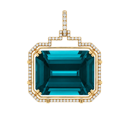 Emerald Cut London Blue Topaz Pendant