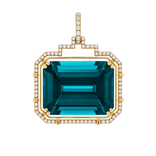 Emerald Cut London Blue Topaz Pendant