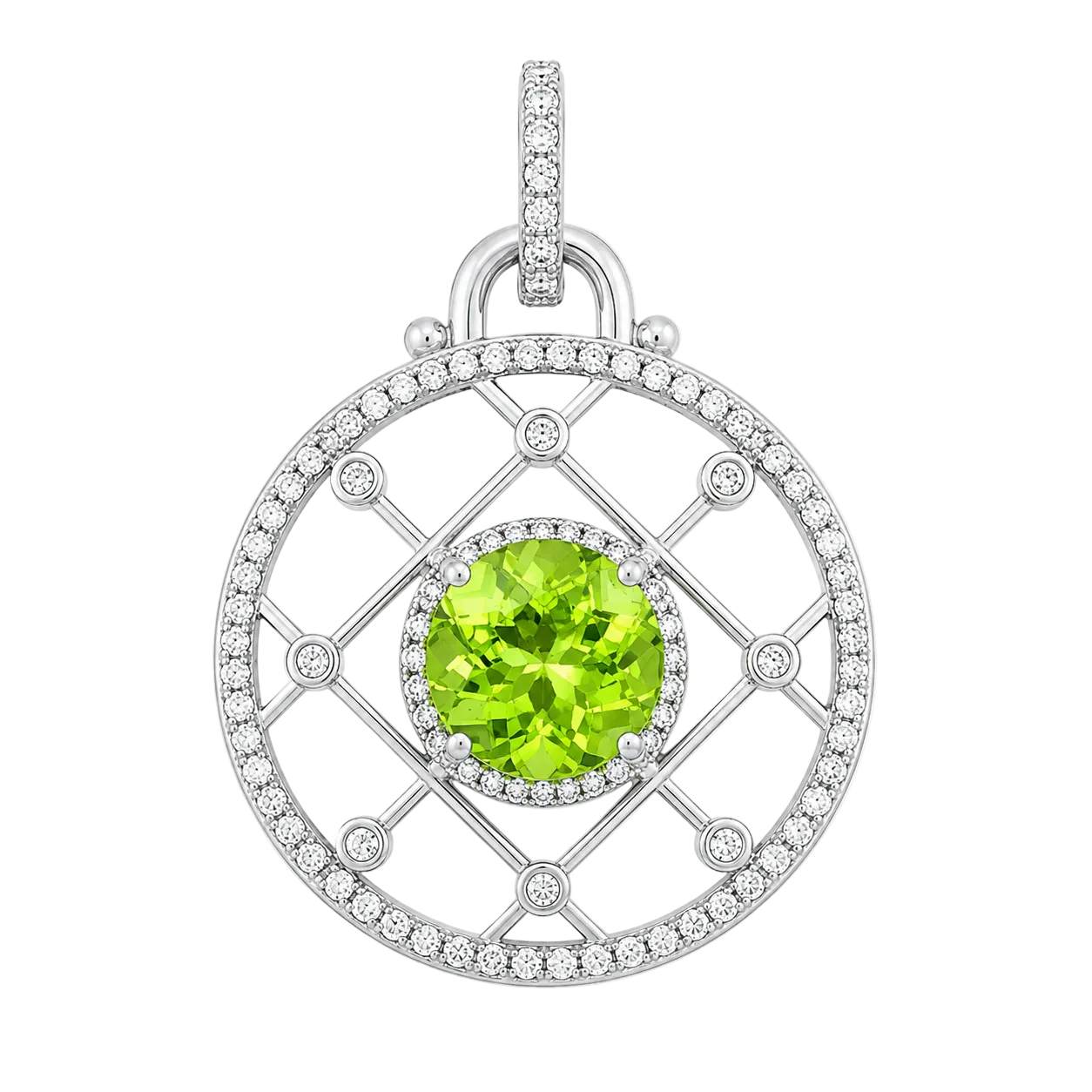 Peridot & Diamond Lattice Pendant