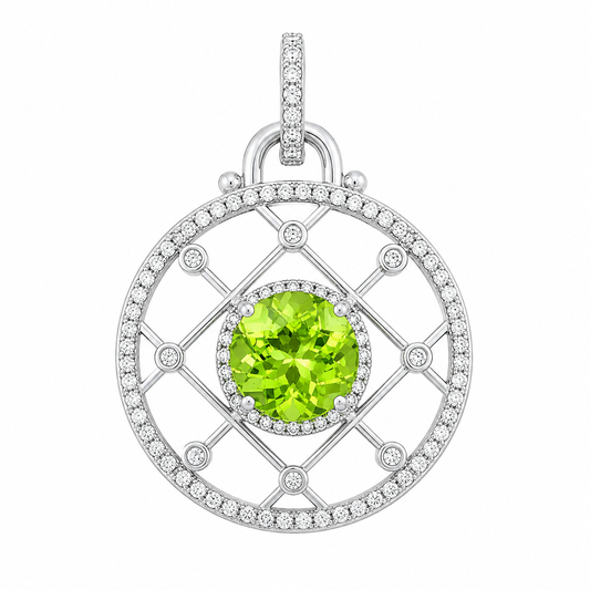 Peridot & Diamond Lattice Pendant