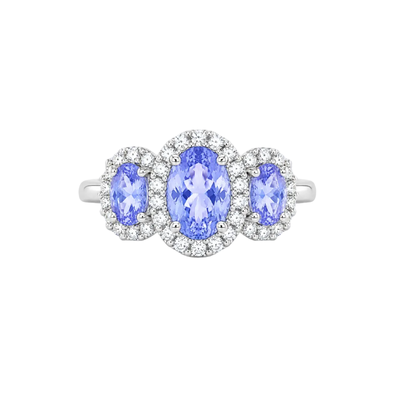 Oval Tanzanite & Diamond 3 Stone Ring